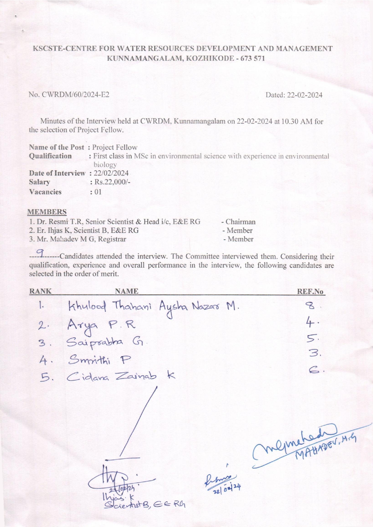 Rank list