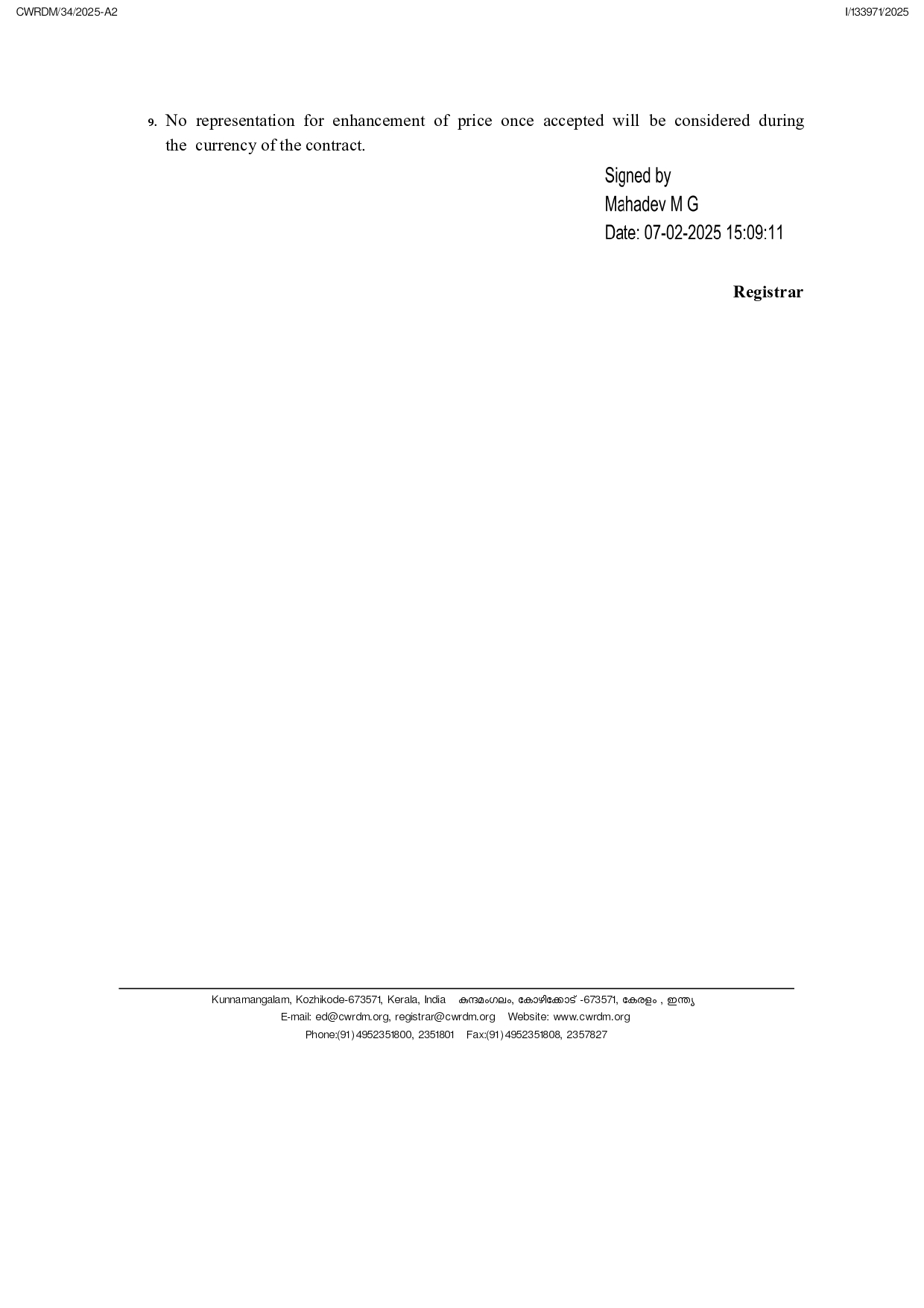 Competitive Quotations in sealed covers are invited from the reputed ...