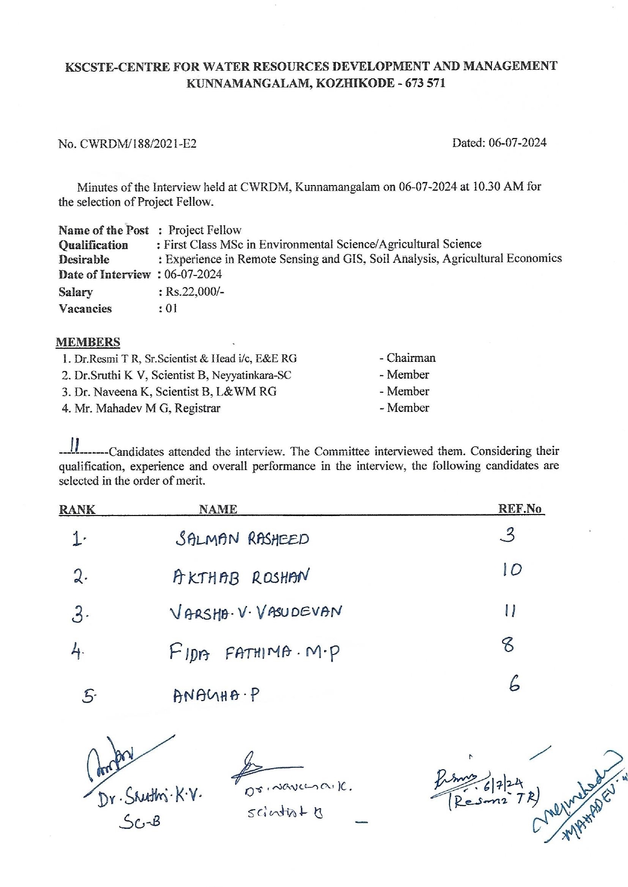 Rank list